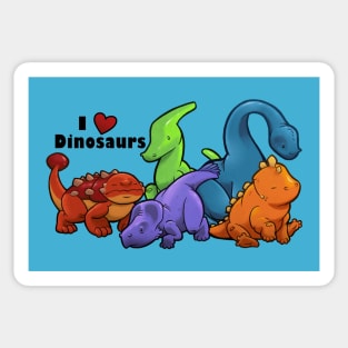 I ♥ Dinosaurs (landscape vers; teal) Sticker